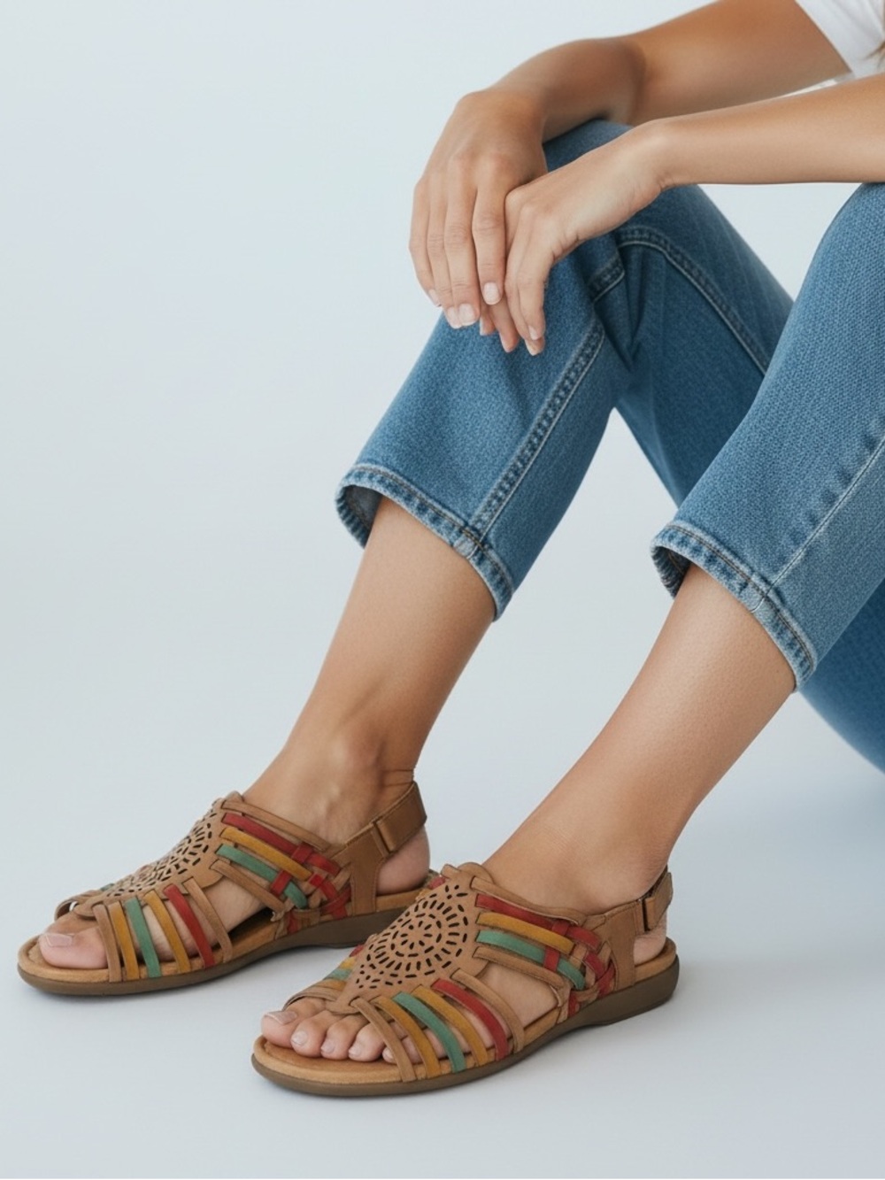 Naturalizer Multicolor Woven huaraches Slingback Sandals 7W